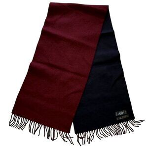 The Scarf Group Wool Reversible Scarf Black & Burgundy 61" Long Fringe Accent